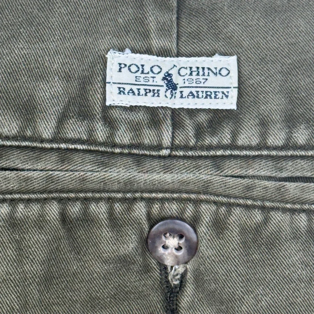 Polo Ralph Lauren Chino Pants 32x30 Olive Green Cotton Pleated Classic Preppy